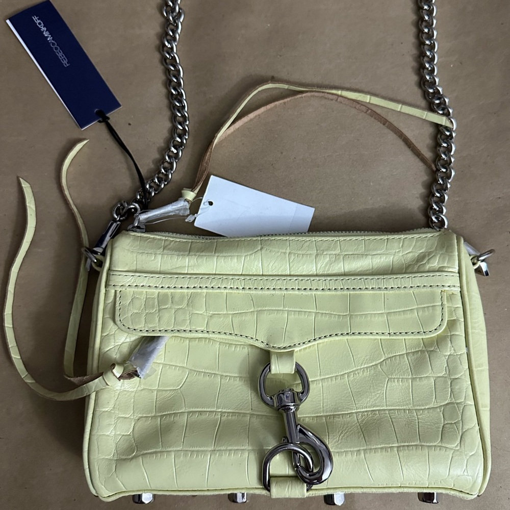 NWT Rebecca Minkoff Mini MAC Yellow Leather Crossbody Shoulder Bag
